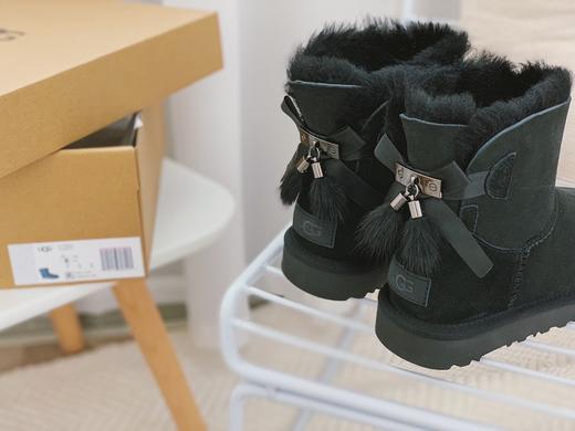 UGG 2021冬季新款女士貂毛丝带蝴蝶结雪地靴 商品图4