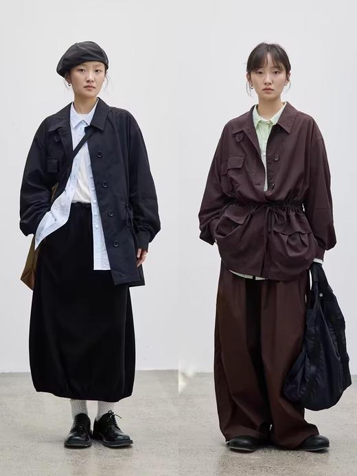 步履不停/4C11195C/薄软翻领肌理蓝色绿色长袖衬衫外套 商品图3