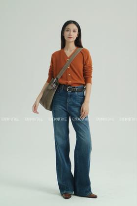 【门店同款】ENJOY秋季简约纯色V领针织衫 159205948