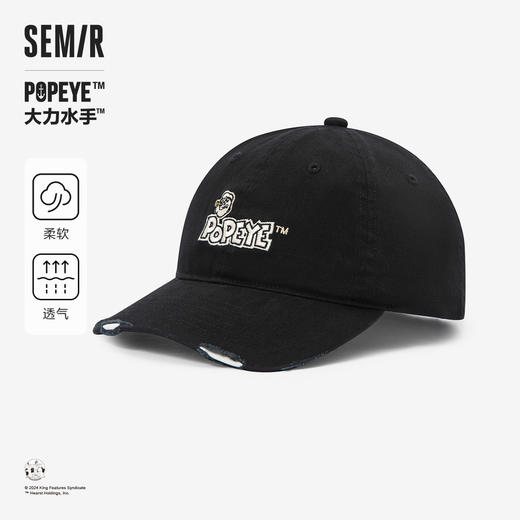 森马大力水手联名帽子男棒球帽新款中性破洞刺绣情侣遮阳帽 商品图0