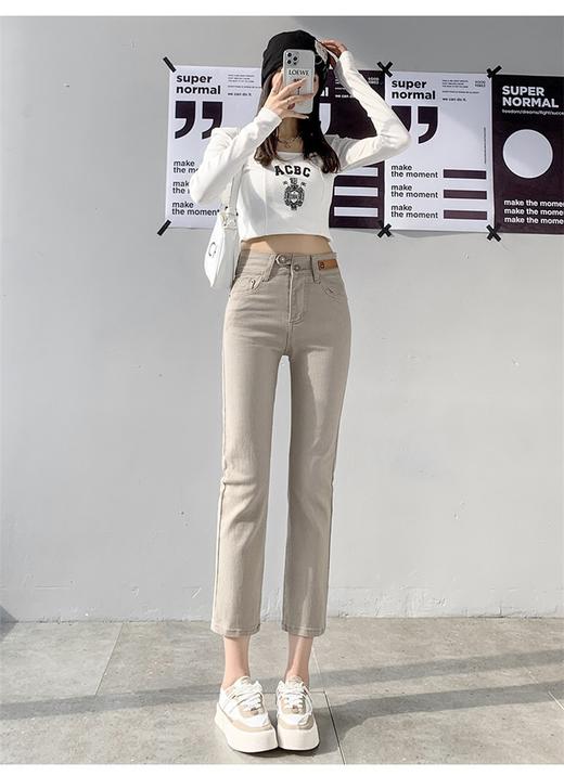 百媚生 小脚直筒牛仔裤女高腰弹力九分裤小个子烟管裤子9907 商品图13