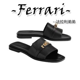 马家 Giulia 小牛皮 露趾一字搭扣 时尚凉拖