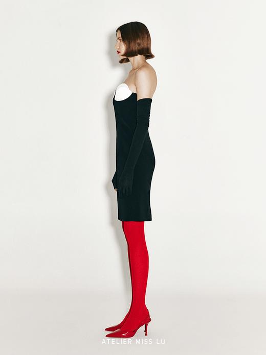 【轮回之花】抽象花片设计修身抹胸连衣裙 商品图1