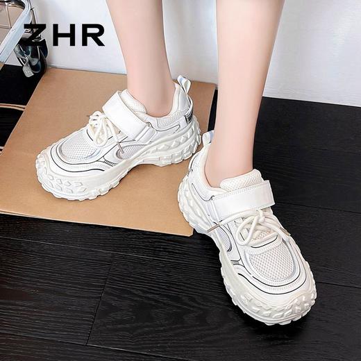 ZHR则则厚底老爹鞋女2024新款榴莲底增高运动休闲鞋百搭小白鞋女 商品图6
