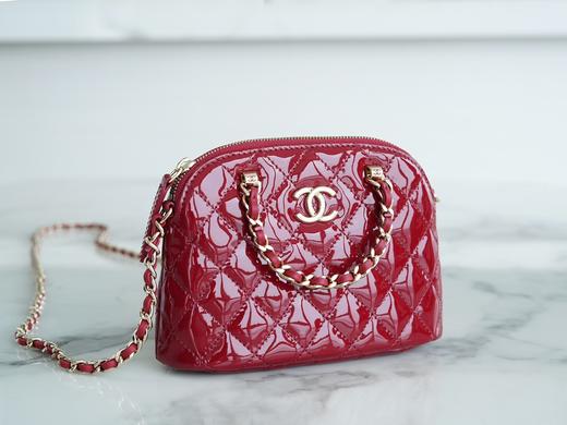 香奶奶  漆皮贝壳包 小号 红色 商品图3