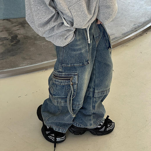 【男童高街牛仔裤】2024秋冬重工款长裤儿童机能裤子显腿型潮 商品图1