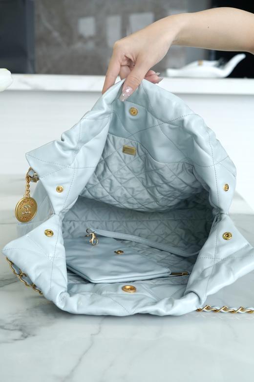 香奶奶 23C 22手袋 正品尾皮 雾霾蓝 中号 垃圾袋 商品图6