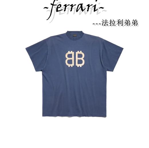 巴家 FW24 字母印花圆领短袖T恤 男女同款 宽松版型 商品图0