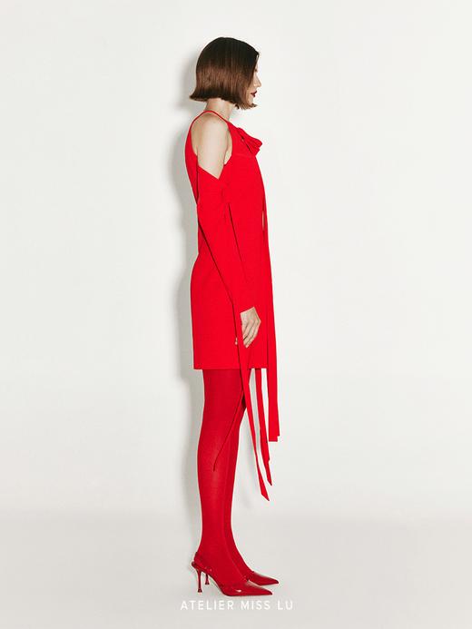 【迷醉摇曳】多飘带设计修身落肩连衣裙 商品图2