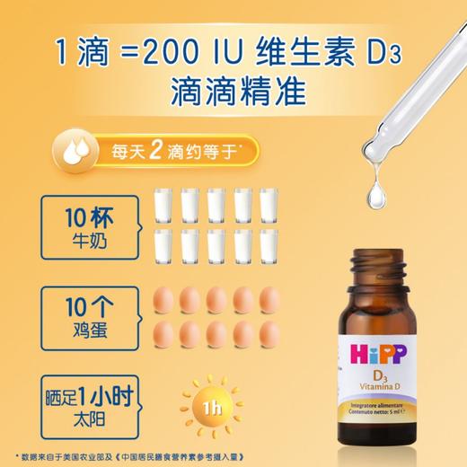 【保税】德国 喜宝（HiPP）维生素D3滴剂 5ml 助力宝宝钙吸收 长得快 身体棒 商品图1