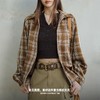 马登复古格纹夹克设计感翻领休闲拉链外套宽松日常百搭松弛上衣春秋女 商品缩略图1