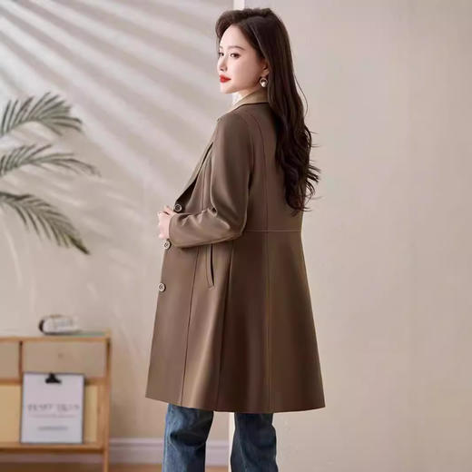 雀说 秋季新款女装韩版修身单排扣大衣中长款风衣外套女4ZF-LX528 商品图2