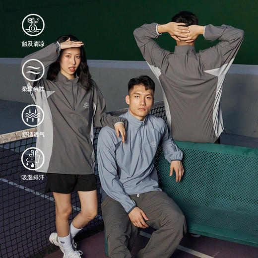 LUSHISI伟大航行主题薄户外立领撞色半拉链速干运动长袖防晒凉感 商品图1