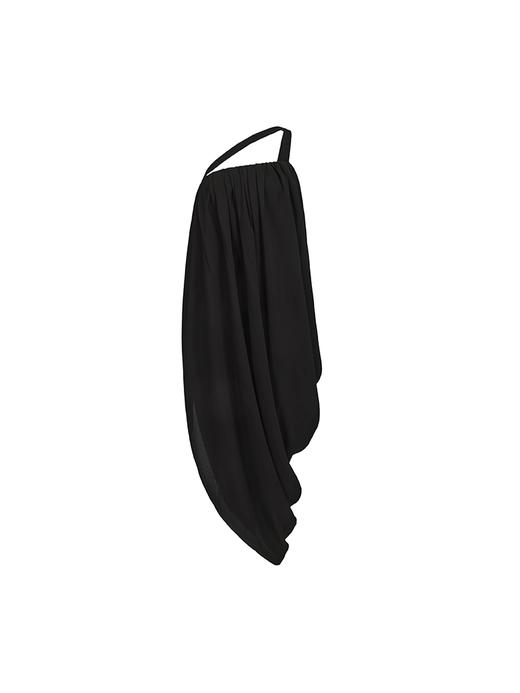 【午夜爵士】斜肩带立裁垂褶不规则连衣裙 商品图4