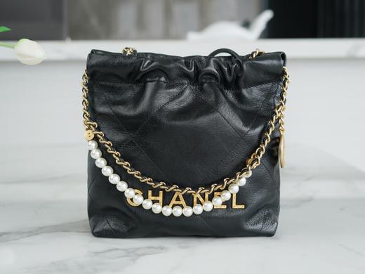 香奶奶Chanel 23S 22Mini 珍珠链条bag垃圾袋 黑色 正品皮 商品图5