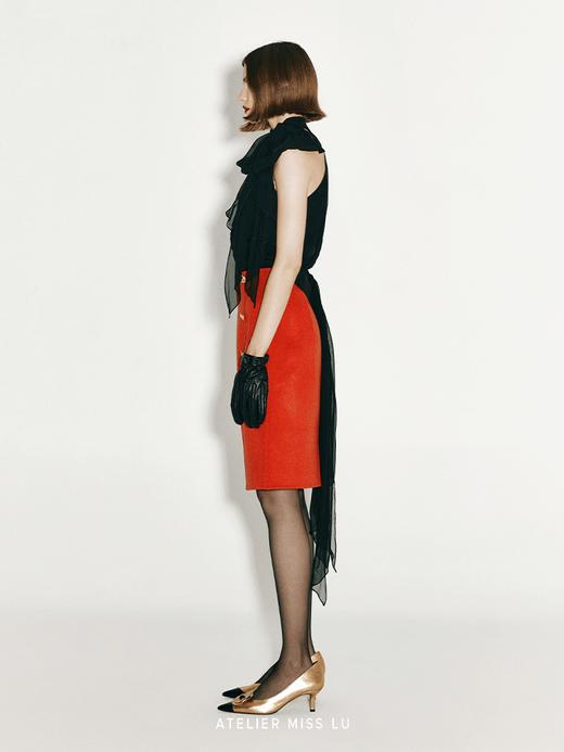 【赤霞橘光】复古镂空双排扣绵羊毛双面呢半裙 商品图1