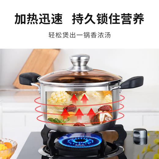 【精选】无磁木柄加厚不锈汤锅奶锅两件套 商品图0