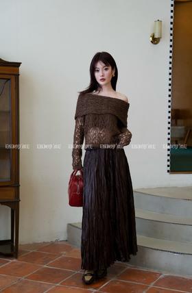 【门店同款】ENJOY秋季时光回廊温柔一字肩钩花上衣 159148921