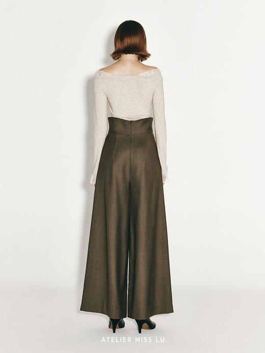 【美拉德古堡】超高腰设计绵羊毛阔腿裤 商品图3