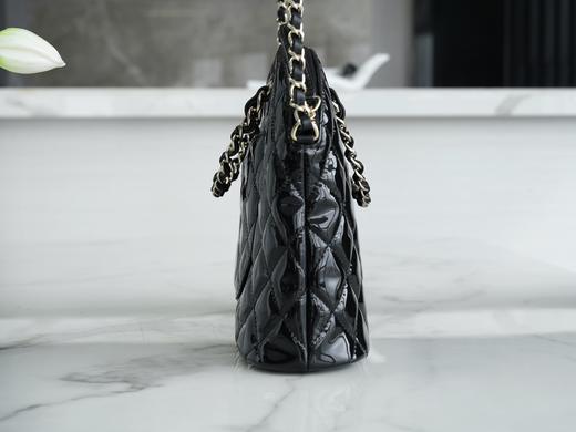 香奶奶  漆皮贝壳包 大号 黑色 商品图7