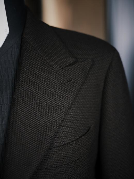 Vitale Barberis Canonico 澳洲美丽诺羊毛高克重针织深棕色全麻衬单西 商品图1