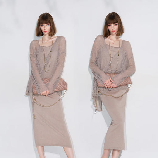 COCOBELLA精致镂空微透视针织开衫女早秋慵懒风蕾丝衫SC0046-3 商品图2