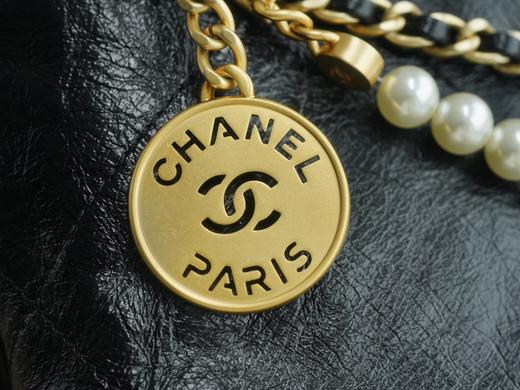 香奶奶Chanel 23S 22Mini 珍珠链条bag垃圾袋 黑色 正品皮 商品图10