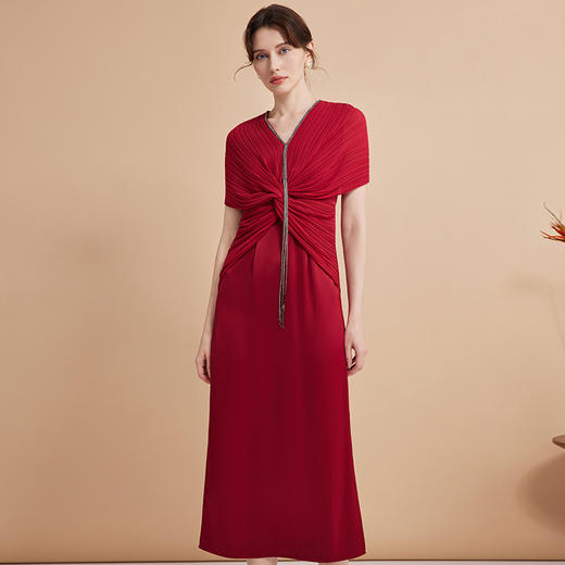 EITIE爱特爱秋季新款洋气气质高腰显瘦礼服连衣裙7577212 商品图3