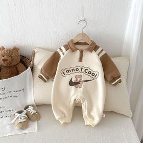 【韩国超萌小熊婴儿连体衣】0-2岁冬季童装宝宝字母哈衣婴儿衣服AL697