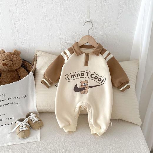 【韩国超萌小熊婴儿连体衣】0-2岁冬季童装宝宝字母哈衣婴儿衣服AL697 商品图0