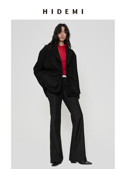 HIDEMI 显瘦宽松微喇叭中低腰弹力针织长裤神裤 商品图2