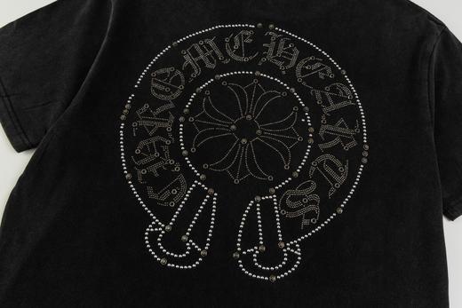 CH克家马蹄梵文螺丝钻水洗做旧复古圆领短袖 商品图3