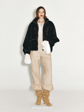 【绒绒雪猫】花苞下摆直筒羊毛灯芯绒长裤