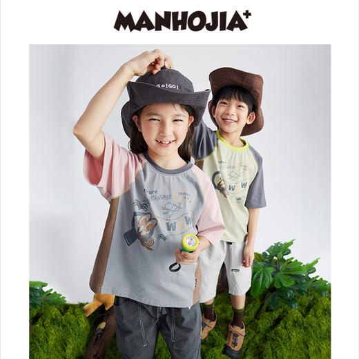 漫画家潮童装超凡汗布原创手绘潮趣拼接抗磨耐脏男童女童短袖T恤 商品图0