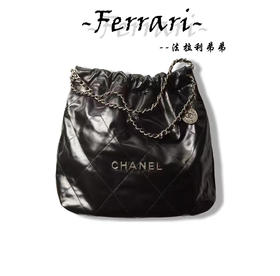 香奶奶    22bag垃圾袋
手袋 黑色银扣 中号 正品尾皮