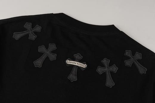 CH克家十字贴皮银饰刺绣短袖T恤（黑-白） 商品图5