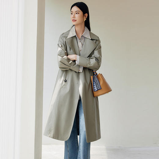 玳莎气质双排扣风衣女2024年秋季新款系带收腰显瘦气质通勤外套  EC38301 商品图1