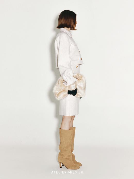 【羊驼奶冻】仿皮草几何梯形手腕包 商品图2