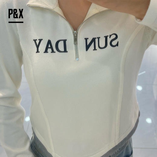 P&X设计师女装舒适女士时尚户外运动秋季短款T恤 824302178 杏色 商品图2