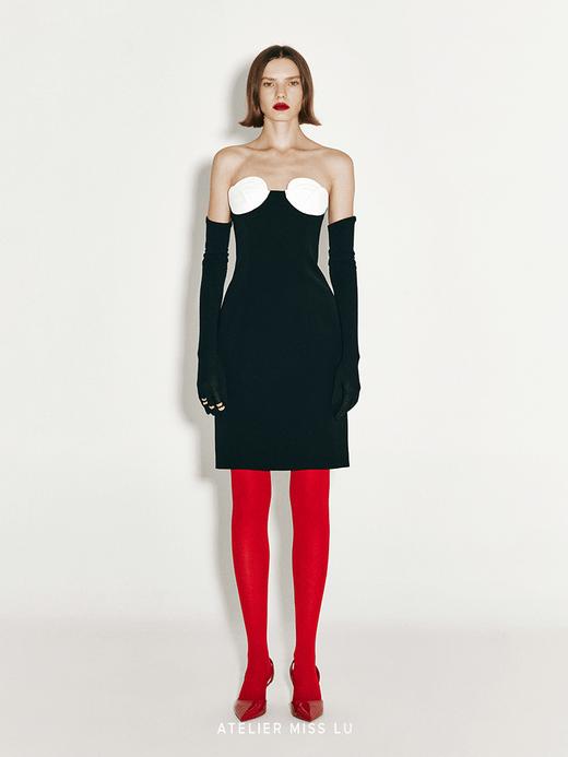 【轮回之花】抽象花片设计修身抹胸连衣裙 商品图0