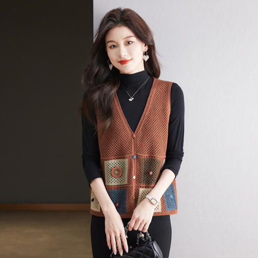 洋气别致马甲，复古镂空无袖马夹开衫外套CC-10-5376 商品图1