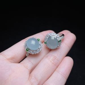 DS925翡翠戒指-白冰蛋面12#67F5 商品图0