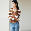玳莎条纹双排扣针织开衫24年秋季新款经典时尚百搭长袖毛衣外搭女 EC33303 商品缩略图1
