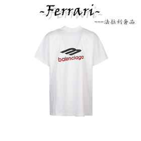 B家 字母品牌logo印花圆领短袖T恤 白色