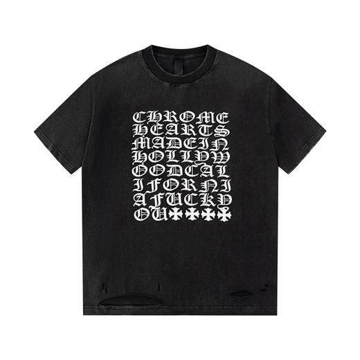 CH克家梵文字母破洞水洗短袖T恤！ 商品图1