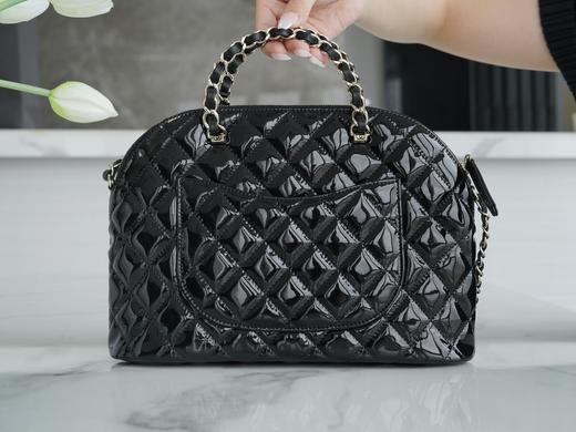 香奶奶  漆皮贝壳包 大号 黑色 商品图2