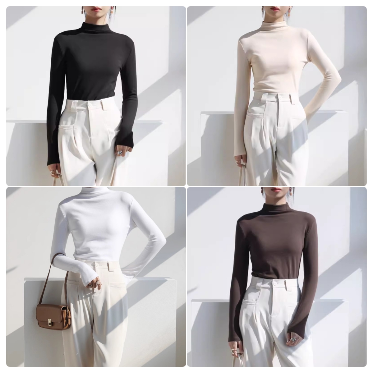 【买一送一】高领打底衫长袖修身内搭纯色洋气半高领长袖上衣