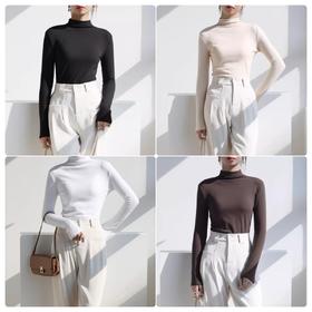 【买一送一】高领打底衫长袖修身内搭纯色洋气半高领长袖上衣