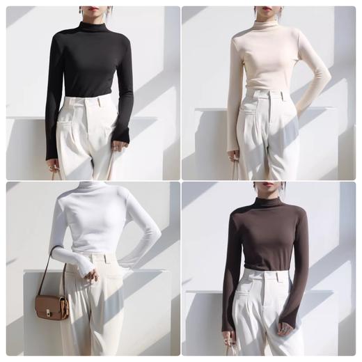 【买一送一】高领打底衫长袖修身内搭纯色洋气半高领长袖上衣 商品图0