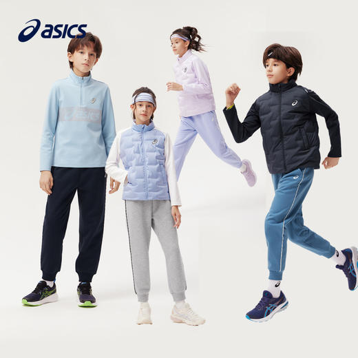 Asics/亚瑟士童装2024年秋冬季新品针织卫裤加绒加厚保暖运动长裤 商品图0